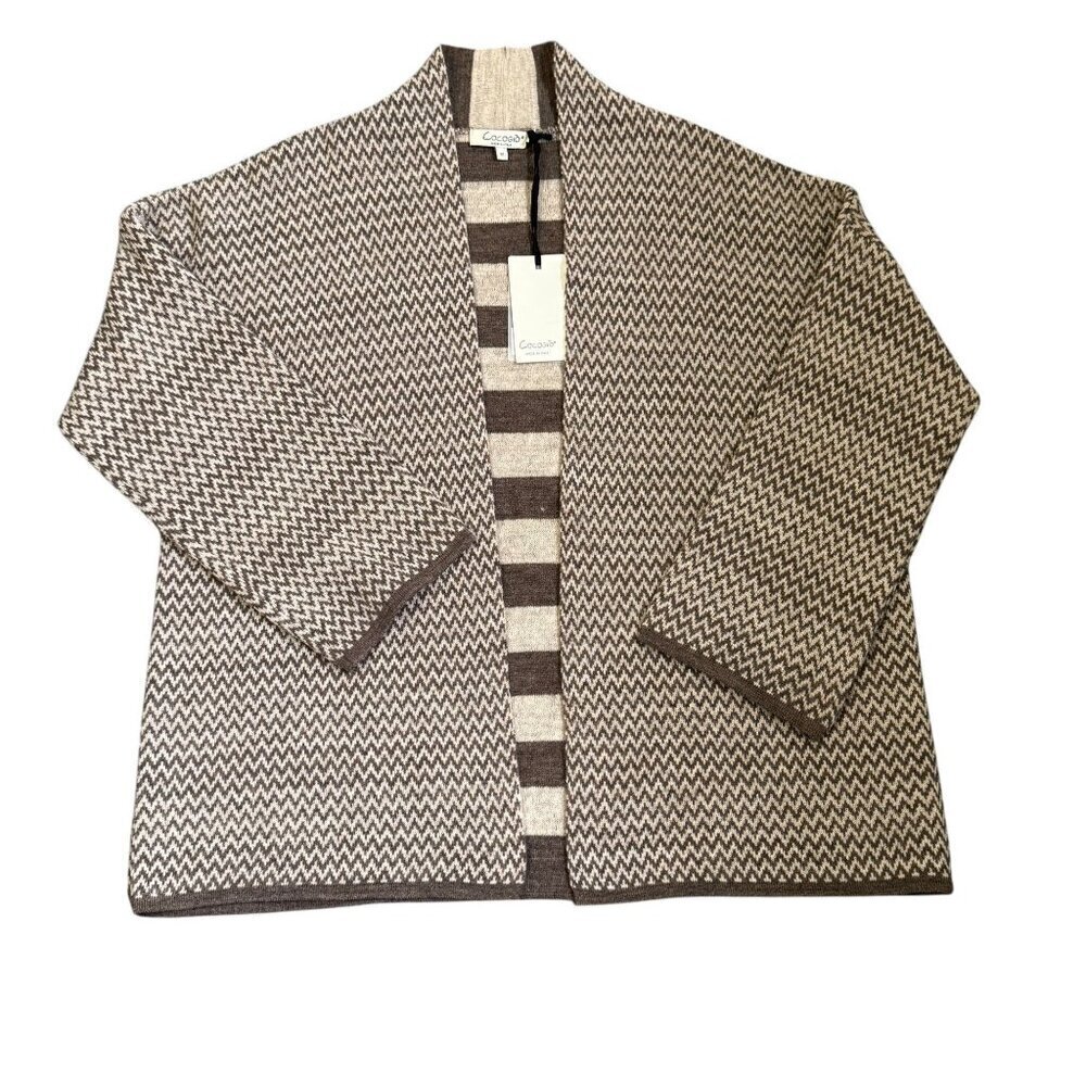 Cocogio Women's Open Front Cardigan Sleeve Length 3/4, Size M, Made in Italy
